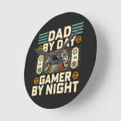 父の日パパバイデイゲーマー ラウンド壁時計 (傾斜)