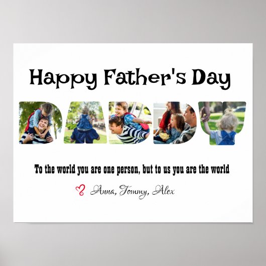 父の日パパ写真コラージュの手紙の形 ポスター (正面)