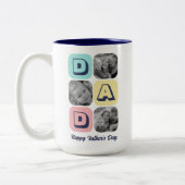 父の日パパ家族フォトコラージュカスタム文字 ツートーンマグカップ (左)