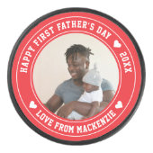 父の日パーソナライズされたの写真と文字 アイスホッケーパック (正面)