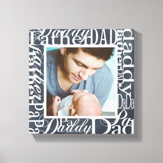 父の日パーソナライズされた単語コラージュの黒板 キャンバスプリント (正面)