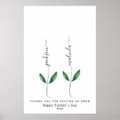 父の日パーソナライズされた手刷り花芸術 ポスター (正面)