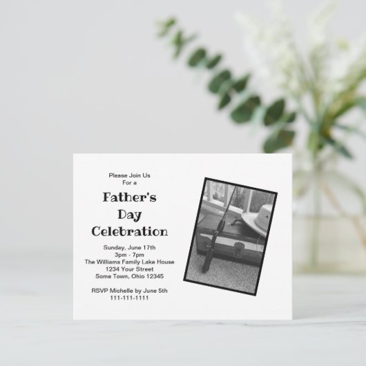父の日パーティー漁師白黒はがき ポストカード (スタンド正面)