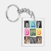 父の日ファミリーフォトグリッド私はあなたを愛するパパ キーホルダー (正面左)