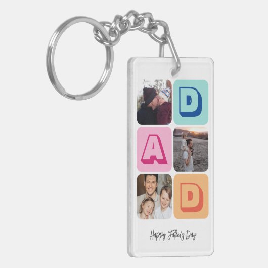 父の日ファミリーフォトコラージュ私はあなたを愛するパパ キーホルダー (正面左)
