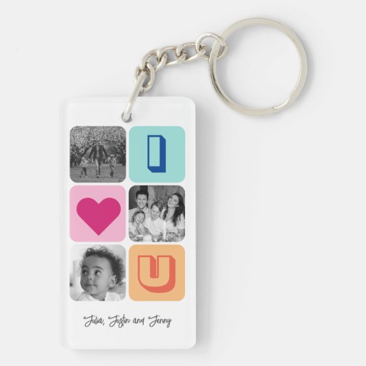 父の日ファミリーフォトコラージュ私はあなたを愛するパパ キーホルダー (裏面)