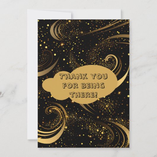 父の日ファミリー連合金ゴールドカール葉の渦巻き 招待状 (裏面)