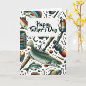 父の日フィッシングホリデーグリーティングカード カード (黄色い花)