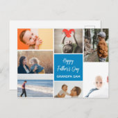 父の日フォトコラージポストカードブルー ポストカード (正面/裏面)