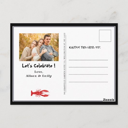 父の日フォトシーフードパーティの招待状 ポストカード (裏面)