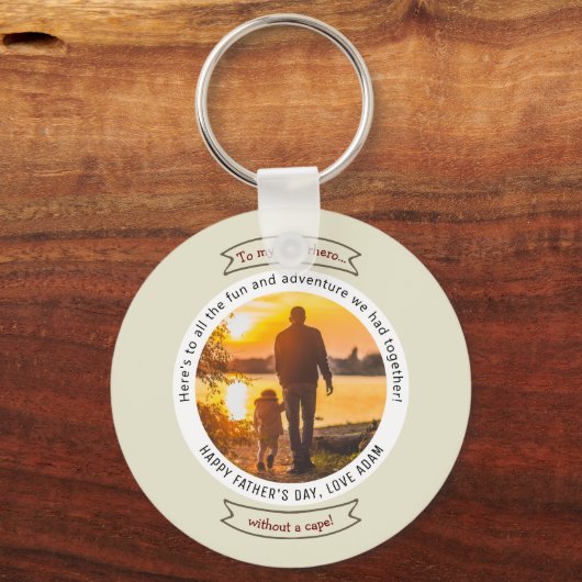 父の日フォトスーパーヒーローおもしろい引用文ミニマリスト キーホルダー (正面)