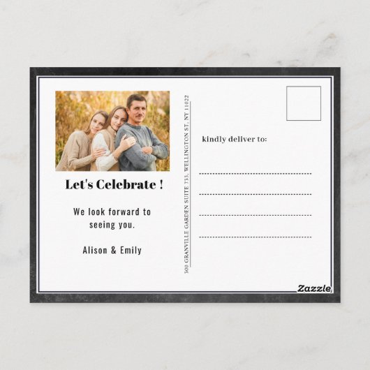 父の日フォトチャック素朴ボードBBQ招待状 ポストカード (裏面)