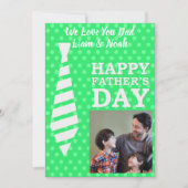 父の日フォトネクタイ明るい緑のドットカード 招待状 (正面)