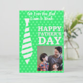 父の日フォトネクタイ明るい緑のドットカード 招待状 (スタンド正面)