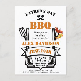 父の日フォトフォトバックヤードオレンジBBQパーティー ポストカード