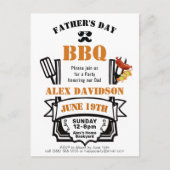父の日フォトフォトバックヤードオレンジBBQパーティー ポストカード (正面)