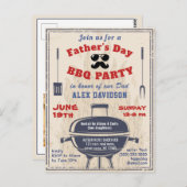 父の日フォトヴィンテージBBQパーティの招待状 ポストカード (正面/裏面)