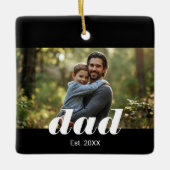 父の日フォト Dad Established セラミックオーナメント (正面)