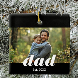 父の日フォト Dad Established セラミックオーナメント