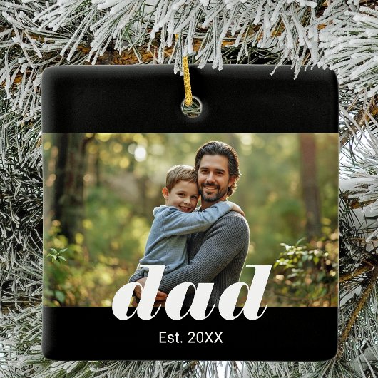 父の日フォト Dad Established セラミックオーナメント