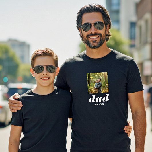父の日フォト Dad Established Tシャツ