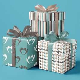 父の日ブラウン&ティール（緑がかった色）タキシコセットの3 ラッピングペーパーシート