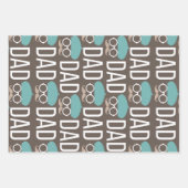 父の日ブラウン&ティール(緑がかった色)パパ顔セット3 ラッピングペーパーシート (正面)