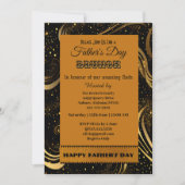 父の日ブランチ金ゴールドカール葉の渦巻きパーティー 招待状 (正面)