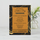 父の日ブランチ金ゴールドカール葉の渦巻きパーティー 招待状 (スタンド正面)