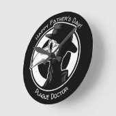 父の日ペスト医師バードマスクB/Wスチームパンク ラウンド壁時計 (傾斜)