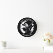 父の日ペスト医師バードマスクB/Wスチームパンク ラウンド壁時計 (ホーム)