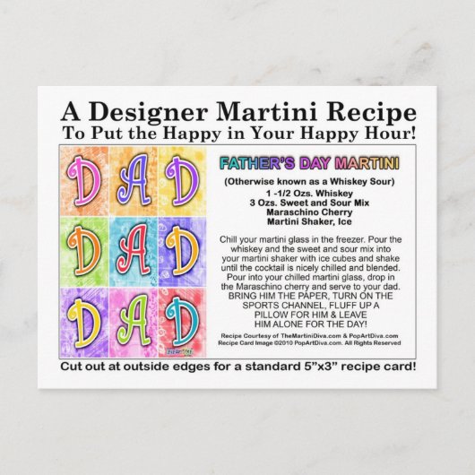 父の日マルティーニレシピカード葉書 ポストカード (正面)