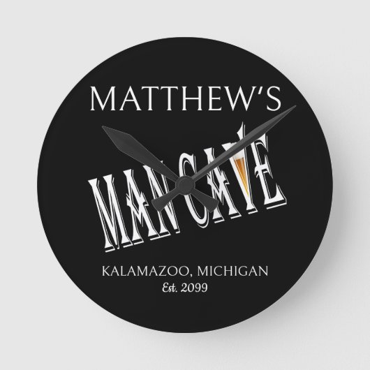 父の日マンケーブパブクロックサイン ラウンド壁時計 (正面)