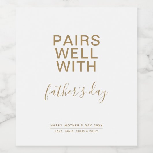 父の日ミニマリストのワインラベルとよくペア ワインラベル (シングルラベル)