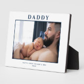 父の日ミュート青と白パーソナライズされた フォトプラーク (側面)