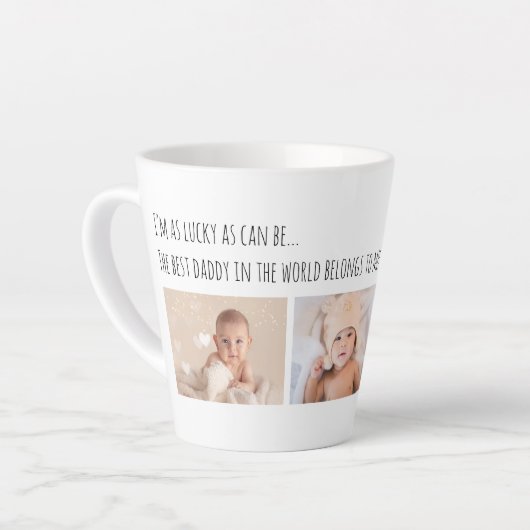 父の日ラッキーマイ最高のダディの写真カスタマイズ! カフェラテマグ (左アングル)