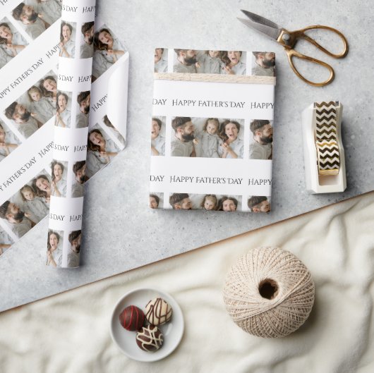 父の日ラッピング紙3枚の写真と文字 ラッピングペーパー (クラフト)