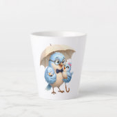 父の日ラテマグ | 青い父鳥ファミリー カフェラテマグ (正面)