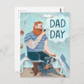 父の日レッドヒード船長がボートに ポストカード (正面/裏面)