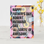 父の日レトロアッソーキャンディカスタム文字 カード (黄色い花)