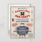 父の日ヴィンテージスタイルBBQパーティの招待状 ポストカード (正面/裏面)
