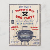父の日ヴィンテージスタイルBBQパーティの招待状 ポストカード (正面)