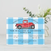 父の日ヴィンテージトラックブルーバッファローチェック 招待状 (スタンド正面)