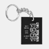 父の日ヴィンテージパパブラックレトロタイポグラフィ キーホルダー (正面左)