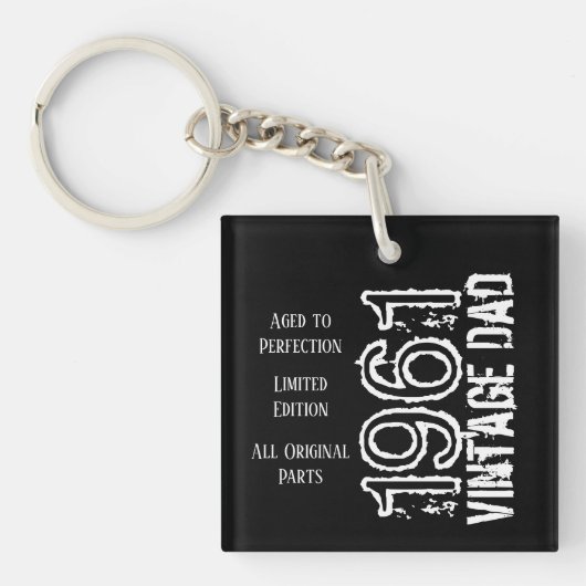 父の日ヴィンテージパパブラックレトロタイポグラフィ キーホルダー (正面)