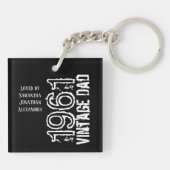 父の日ヴィンテージパパブラックレトロタイポグラフィ キーホルダー (裏面)