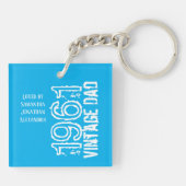 父の日ヴィンテージパパブルーレトロタイポグラフィ キーホルダー (裏面)