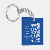 父の日ヴィンテージパパレトロ写真深いブルー キーホルダー (正面左)