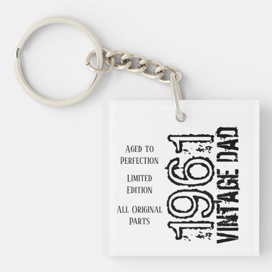 父の日ヴィンテージパパレトロ白黒写真 キーホルダー (正面)