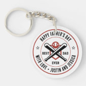 父の日名前をカスタムすると写真野球パパ キーホルダー (正面)